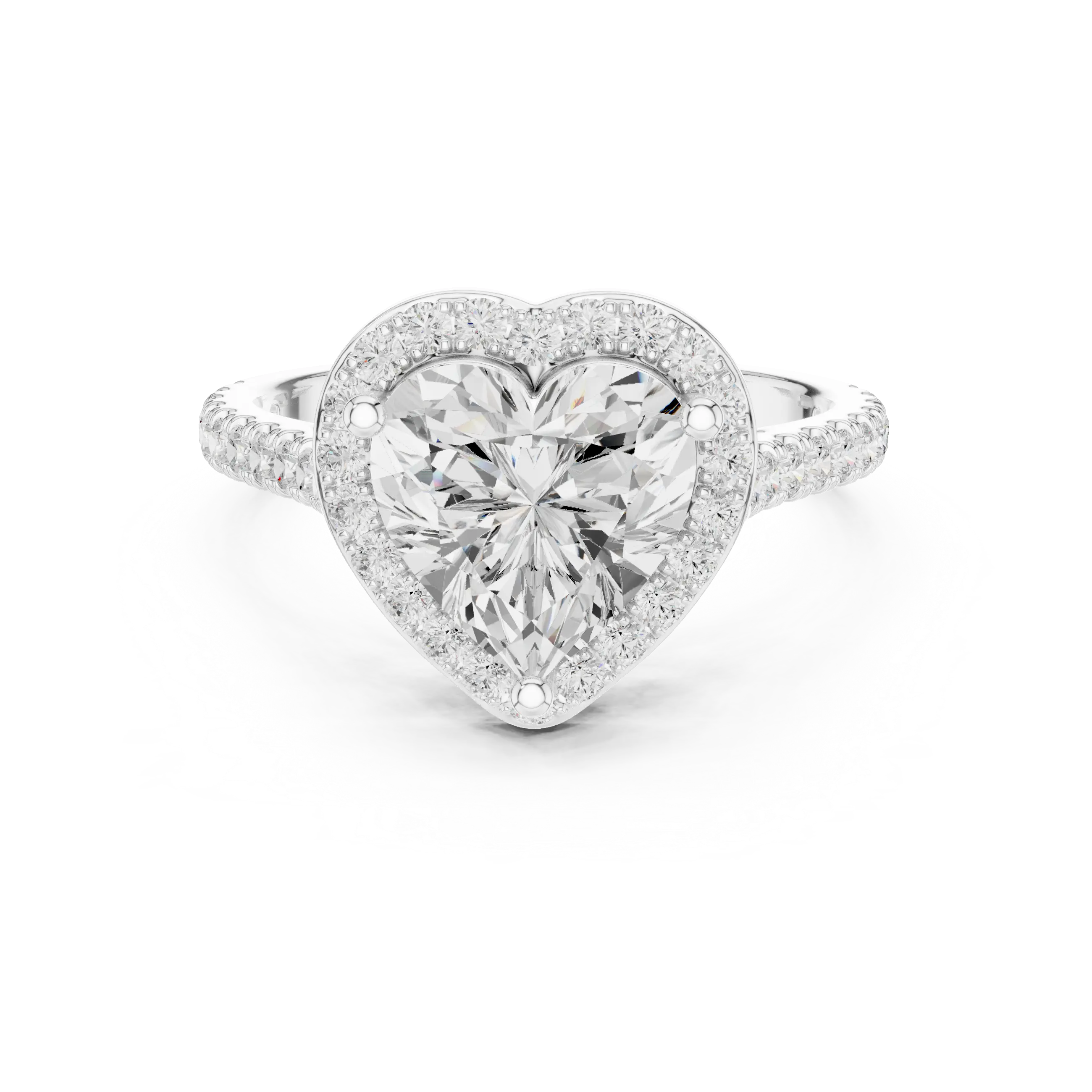18K White Gold Heart-Shaped Moissanite Diamond Halo Engagement Ring