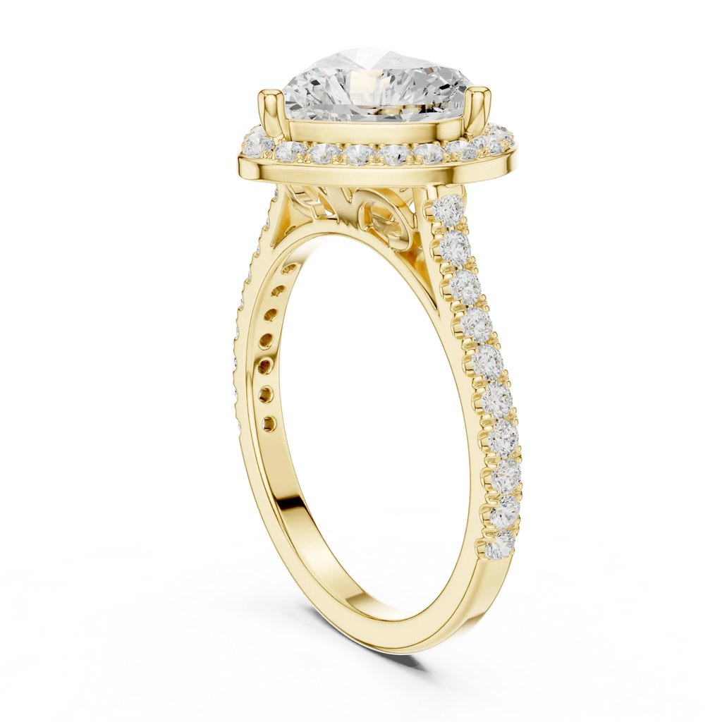 18K White Gold Heart-Shaped Moissanite Diamond Halo Engagement Ring