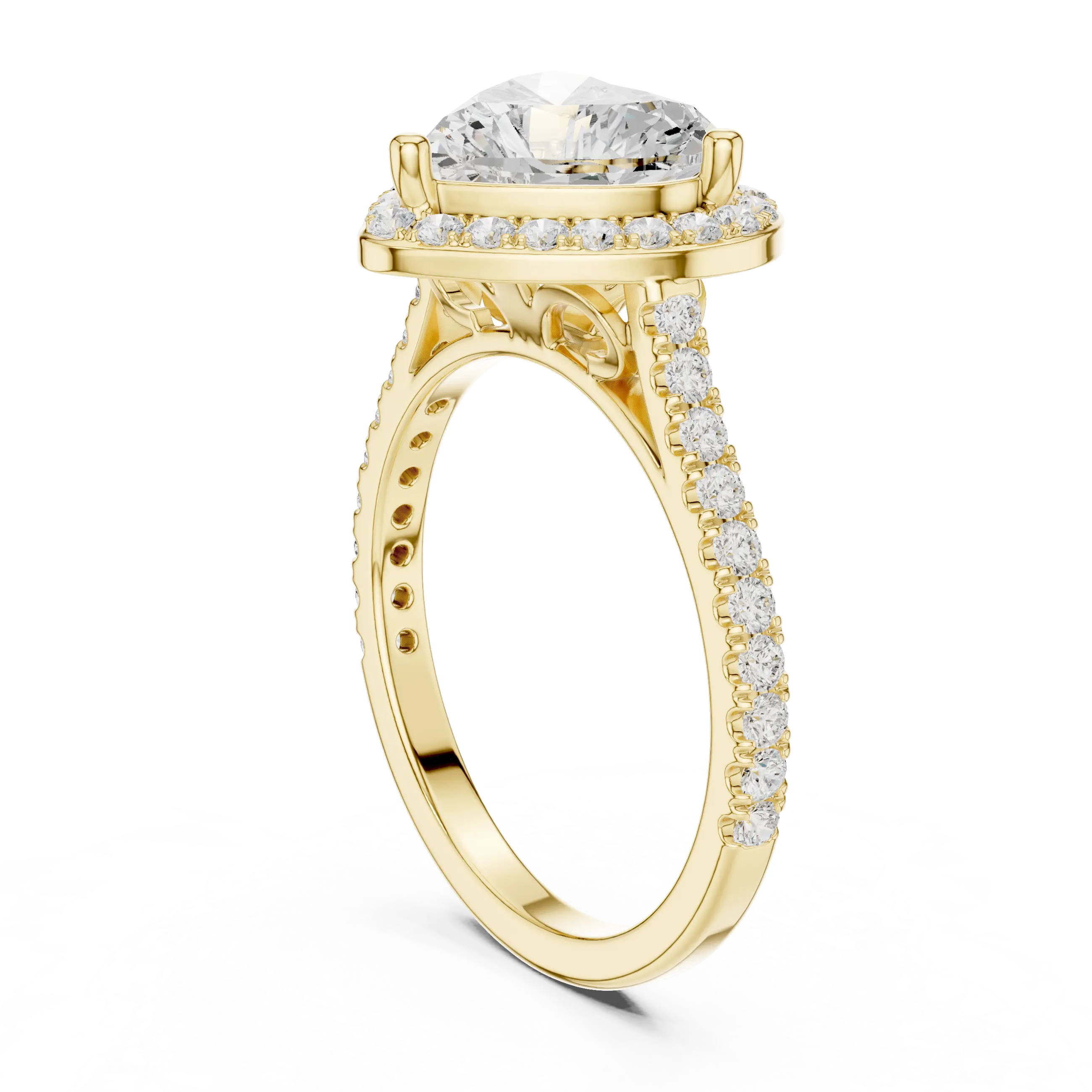 18K White Gold Heart-Shaped Moissanite Diamond Halo Engagement Ring