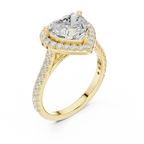 18K White Gold Heart-Shaped Moissanite Diamond Halo Engagement Ring