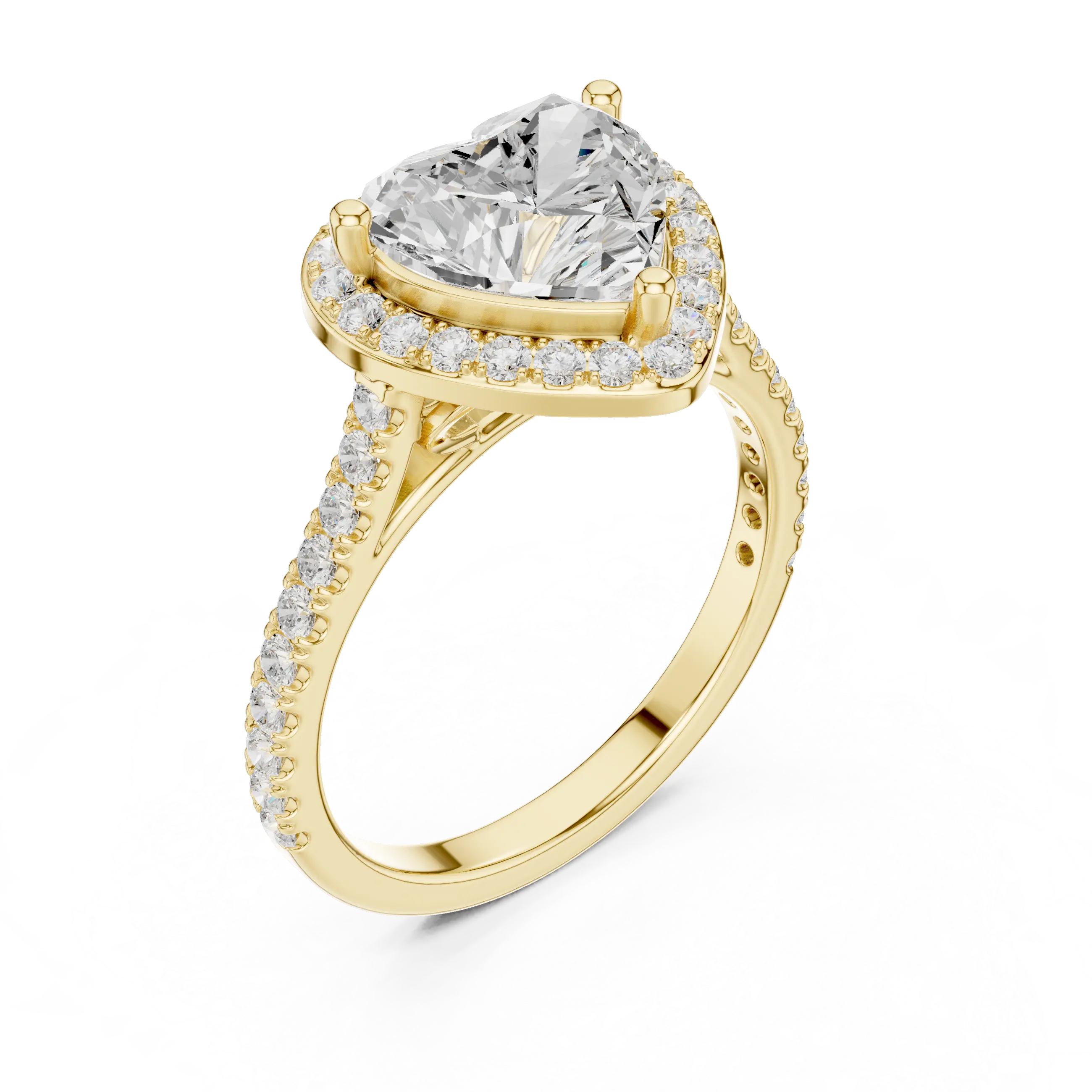 18K White Gold Heart-Shaped Moissanite Diamond Halo Engagement Ring