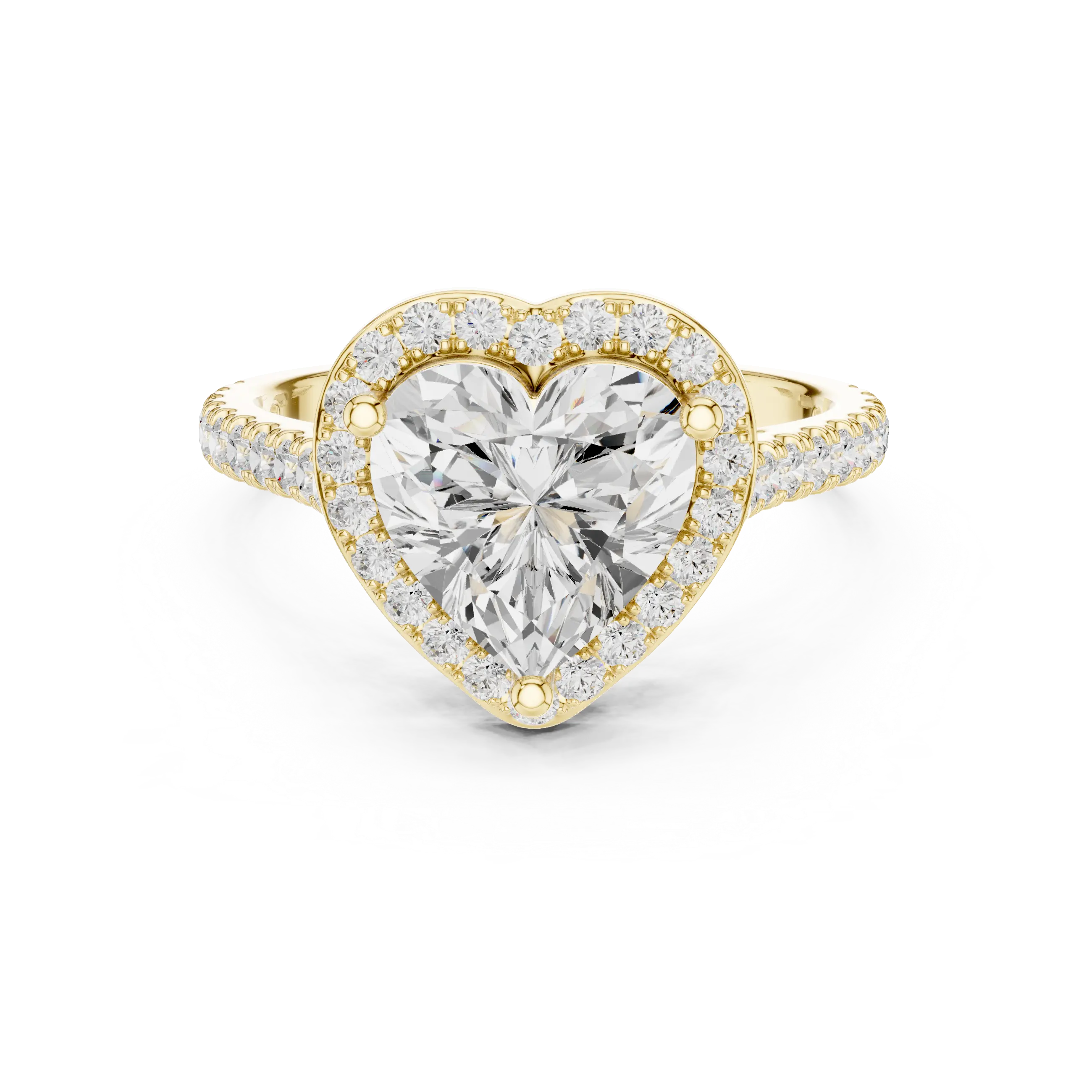 18K White Gold Heart-Shaped Moissanite Diamond Halo Engagement Ring