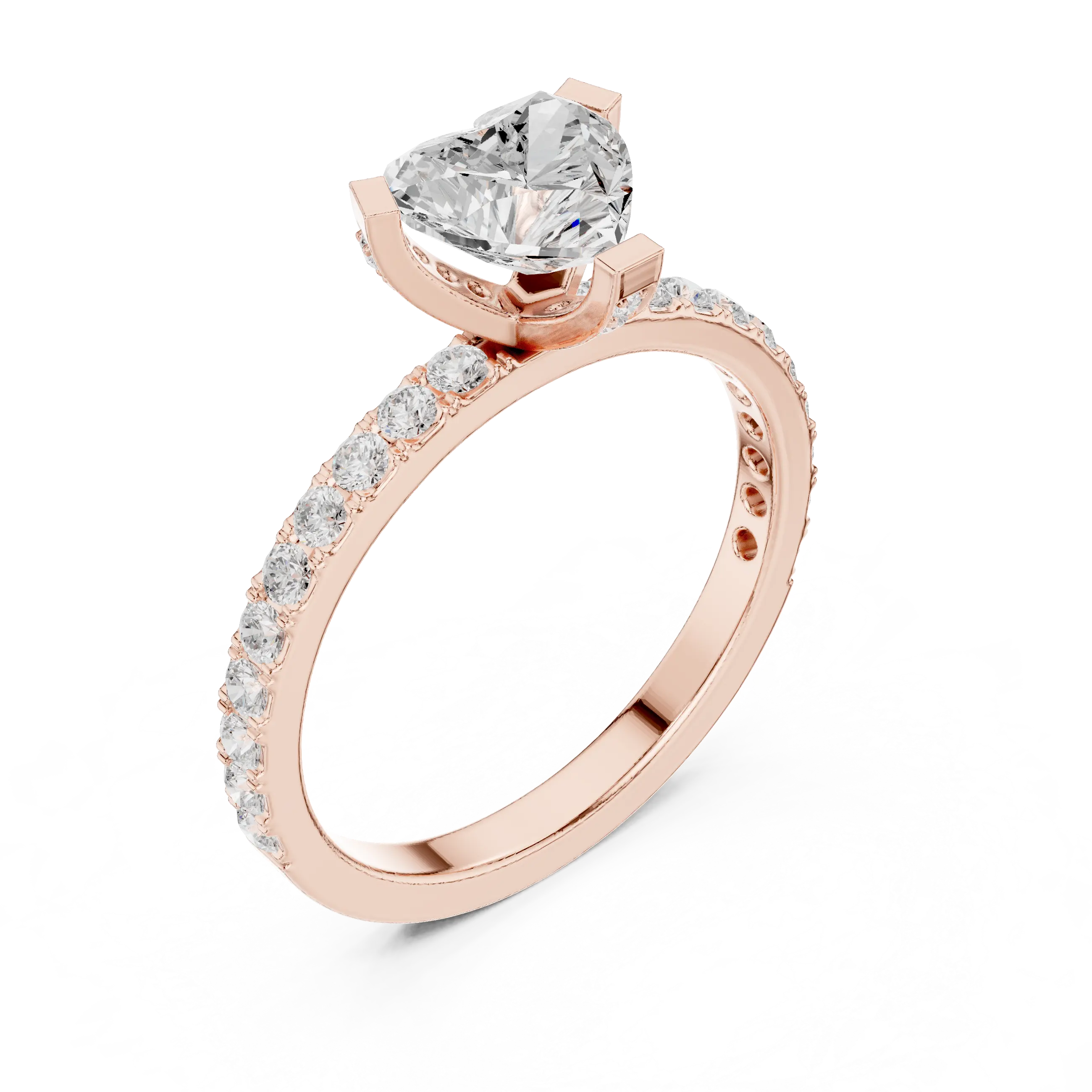 14K White Gold Heart-Shaped Diamond Engagement Ring