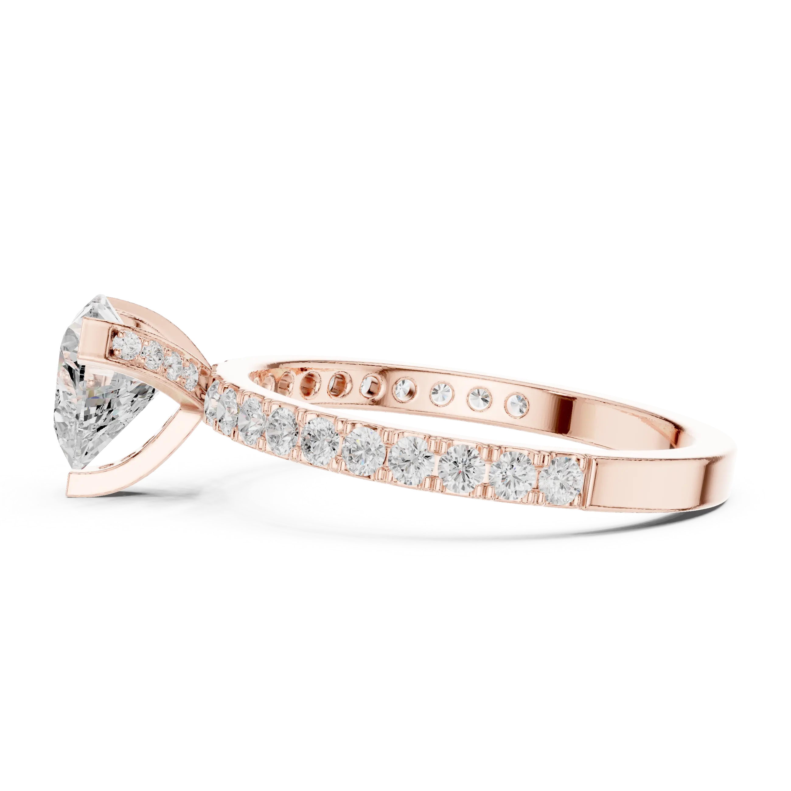 14K White Gold Heart-Shaped Diamond Engagement Ring