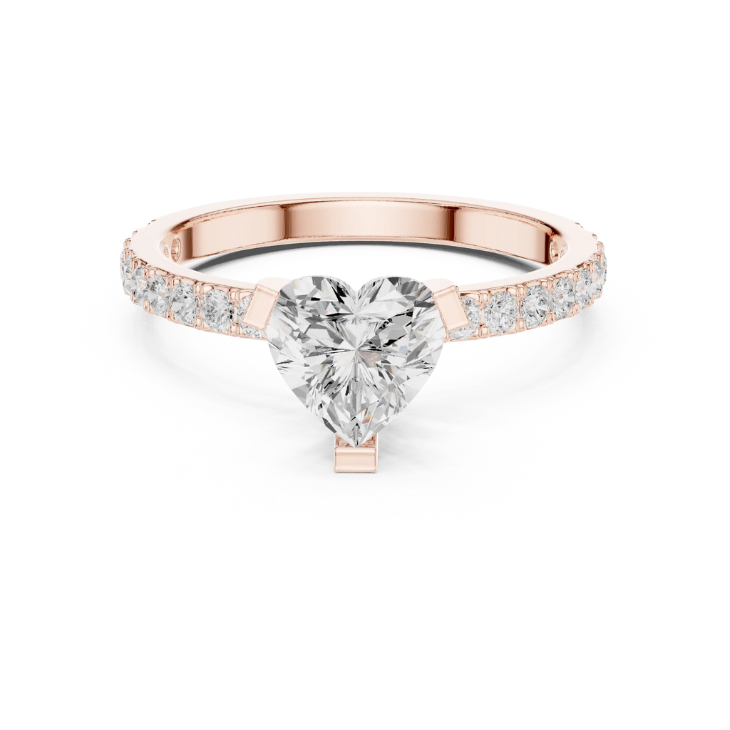 14K White Gold Heart-Shaped Diamond Engagement Ring
