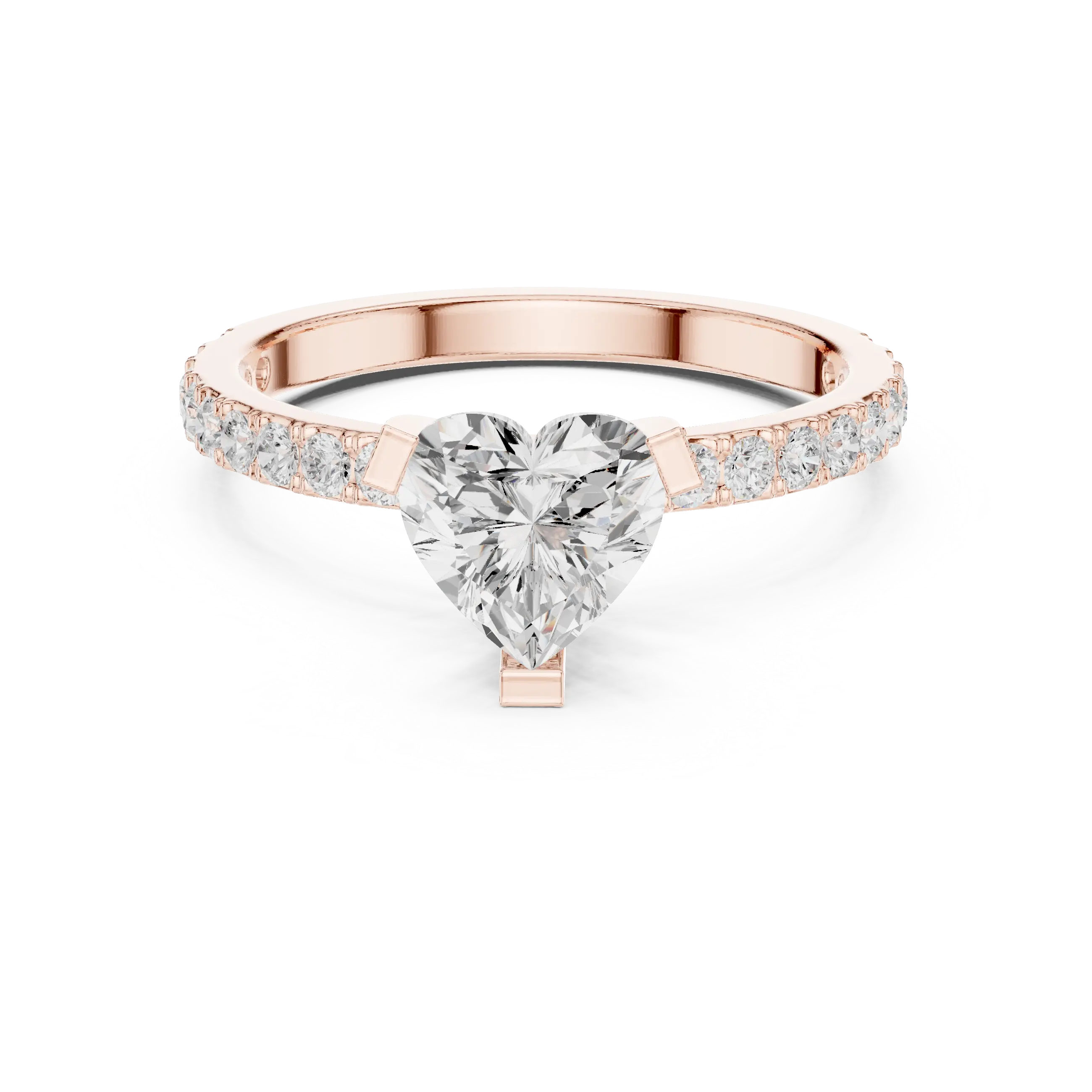 14K White Gold Heart-Shaped Diamond Engagement Ring