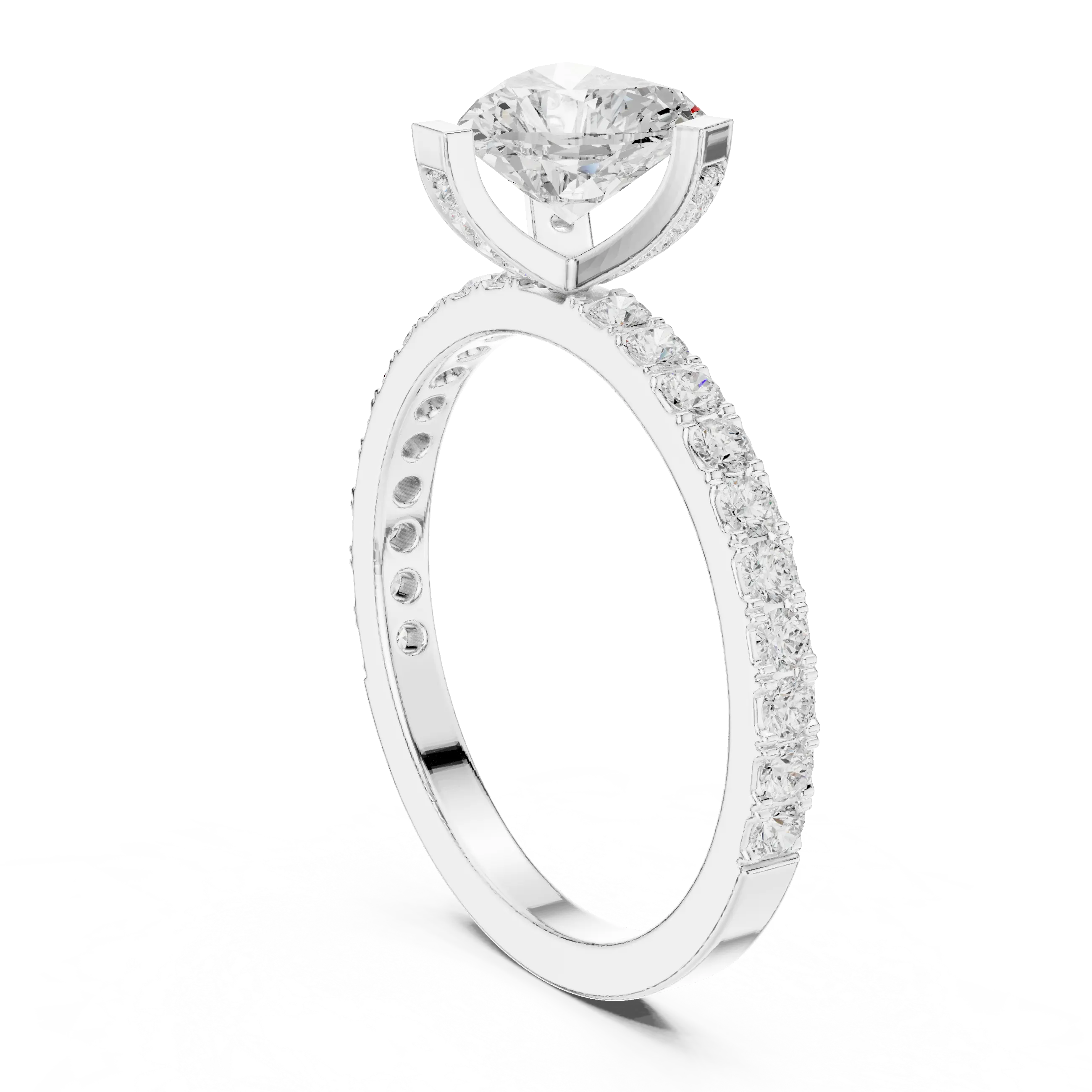 14K White Gold Heart-Shaped Diamond Engagement Ring