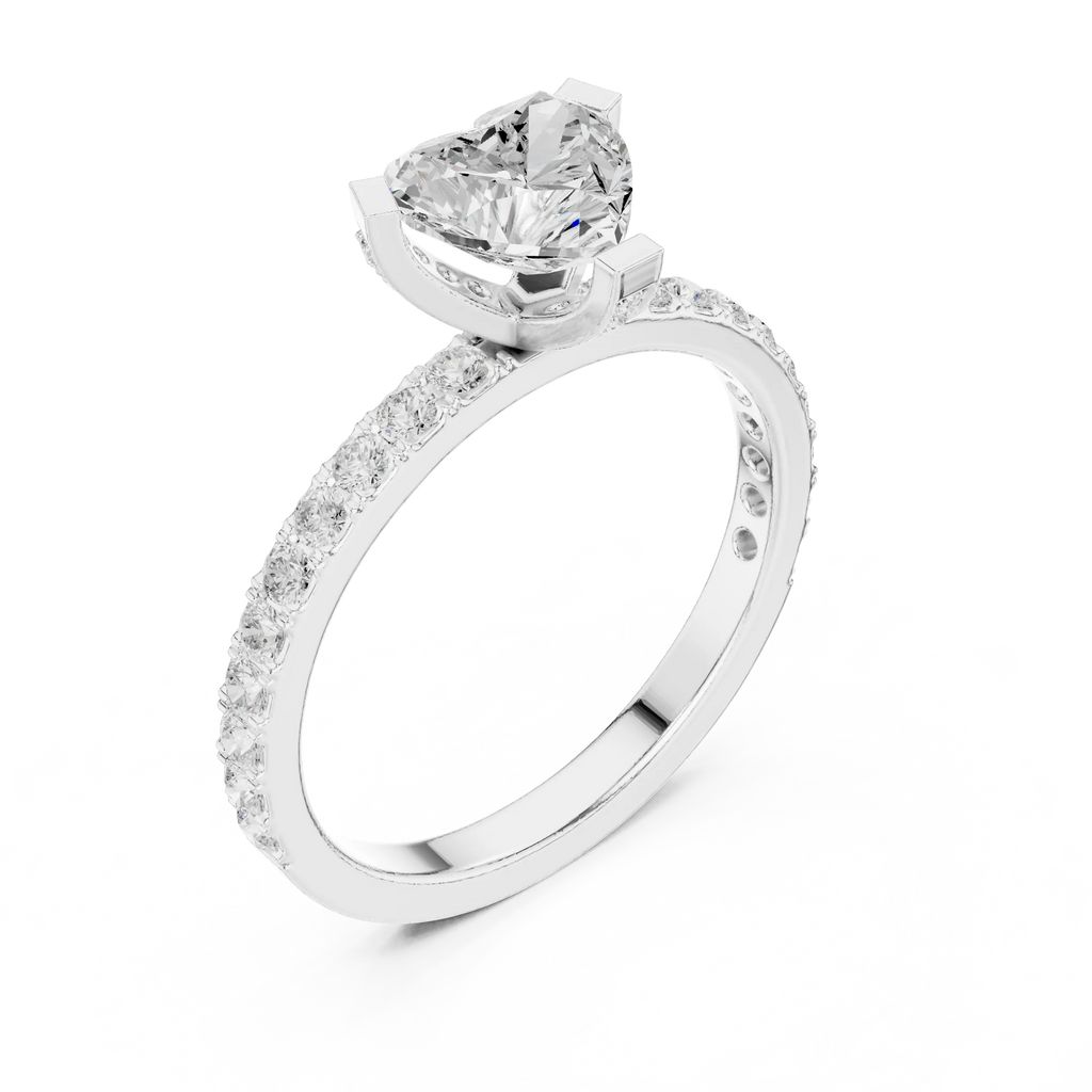 14K White Gold Heart-Shaped Diamond Engagement Ring