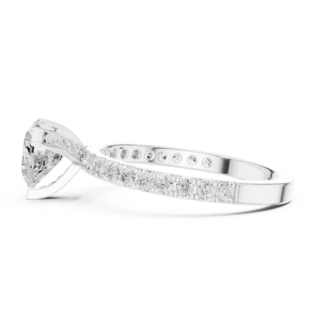 14K White Gold Heart-Shaped Diamond Engagement Ring