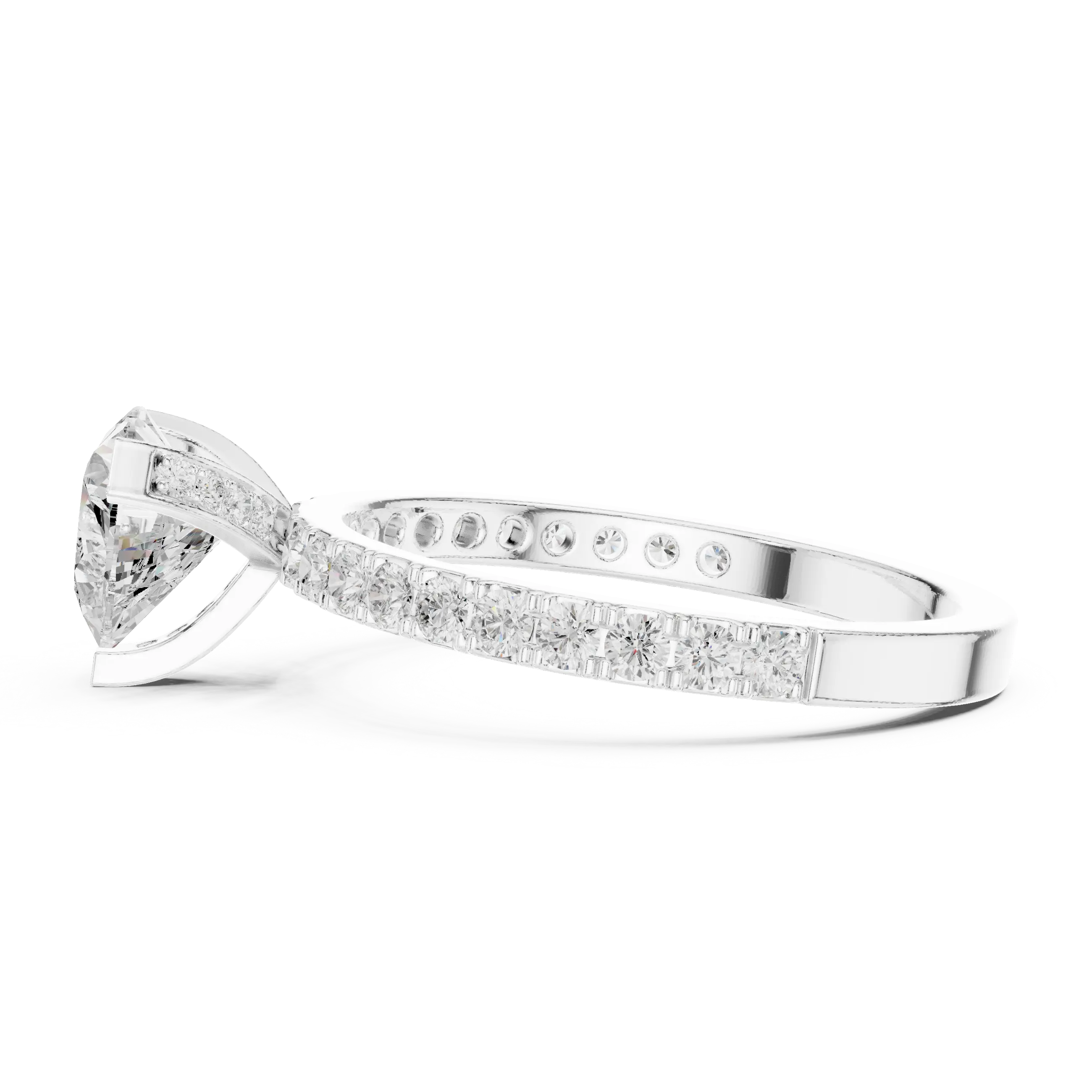 14K White Gold Heart-Shaped Diamond Engagement Ring