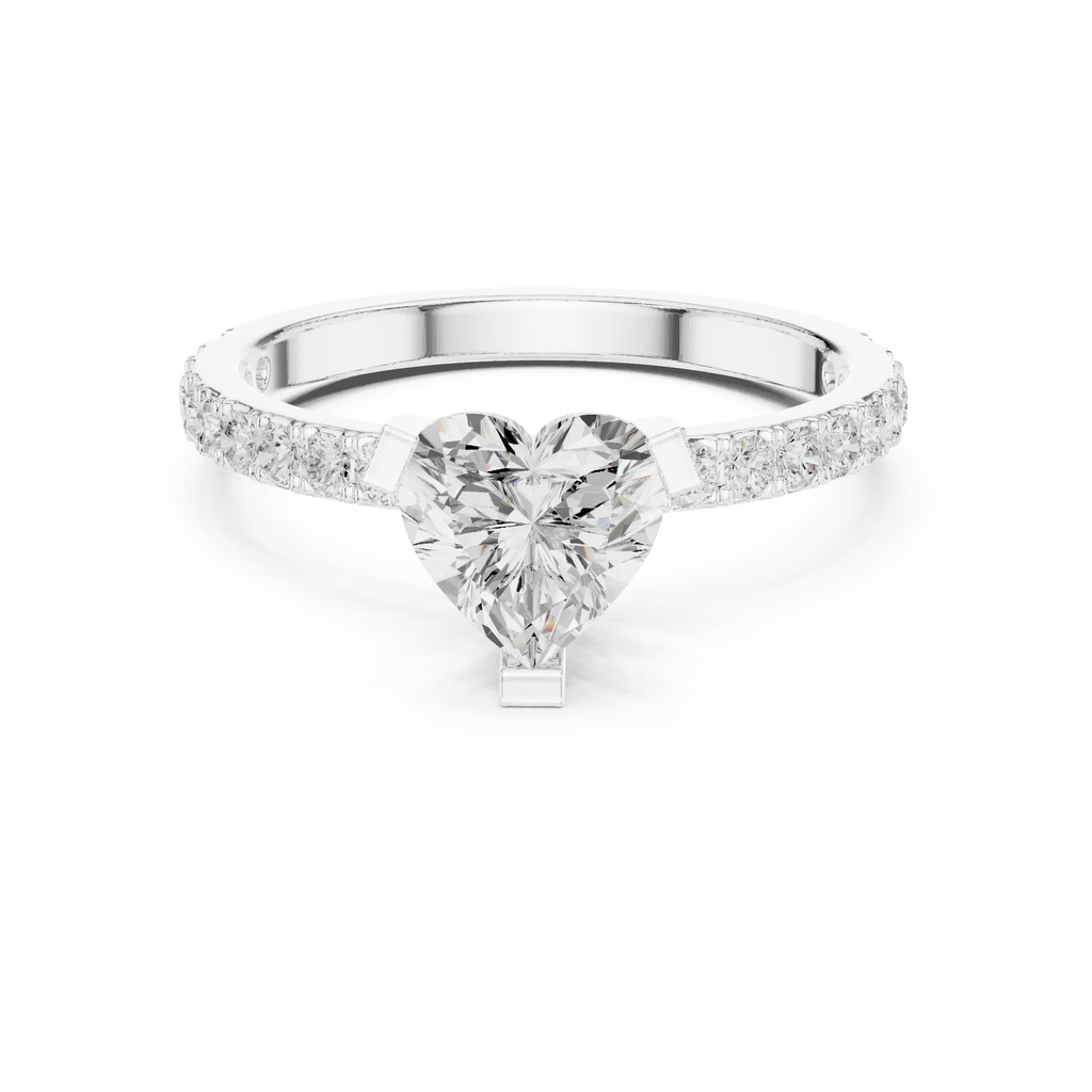 14K White Gold Heart-Shaped Diamond Engagement Ring