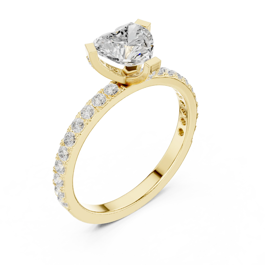 14K White Gold Heart-Shaped Diamond Engagement Ring