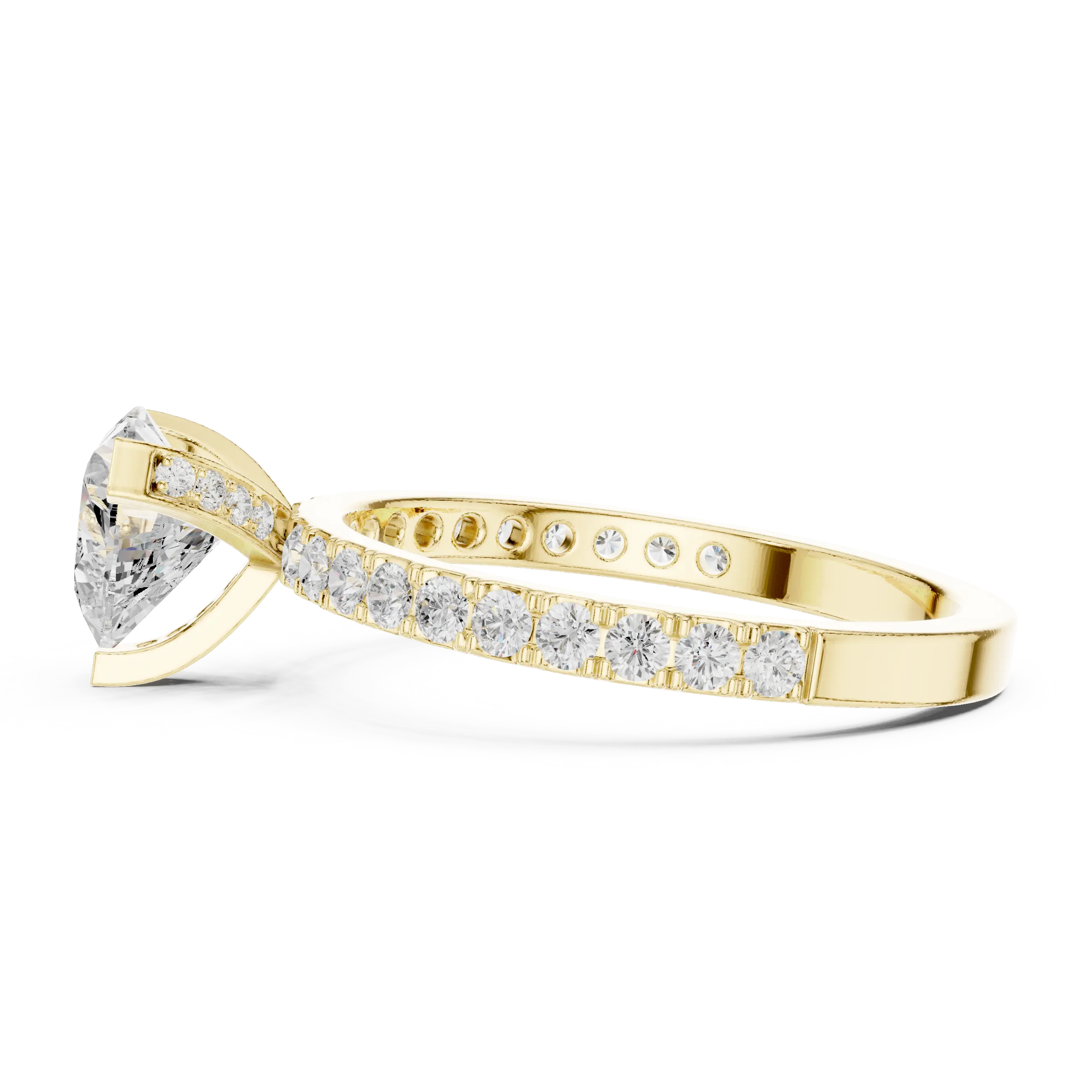 14K White Gold Heart-Shaped Diamond Engagement Ring