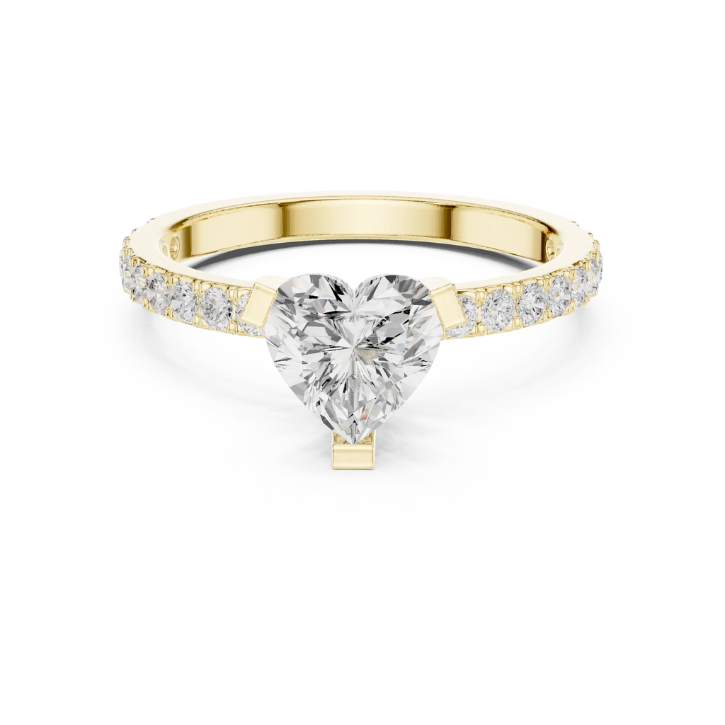 14K White Gold Heart-Shaped Diamond Engagement Ring