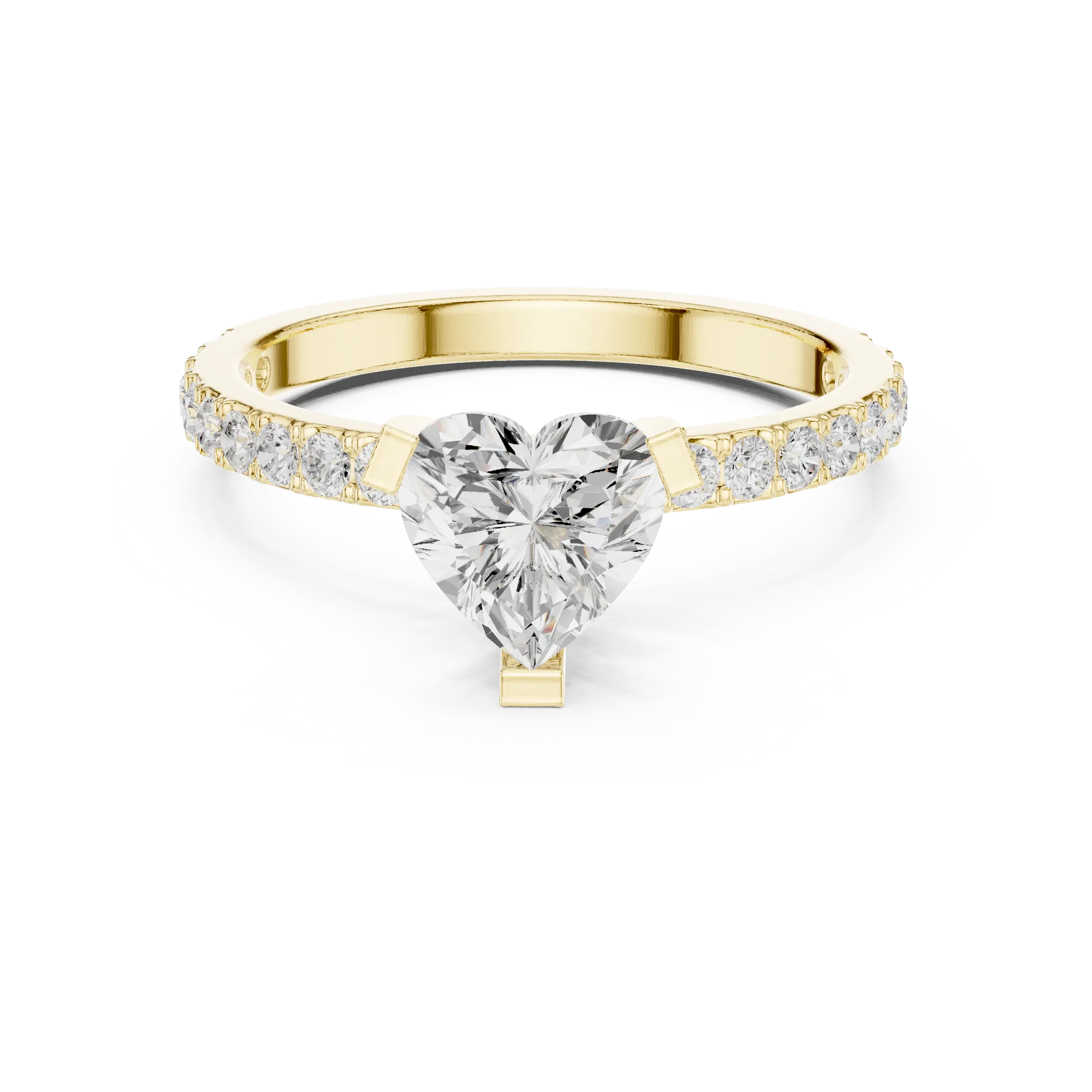 14K White Gold Heart-Shaped Diamond Engagement Ring