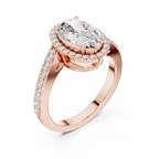 10K Yellow Gold Oval Diamond Halo Engagement Ring