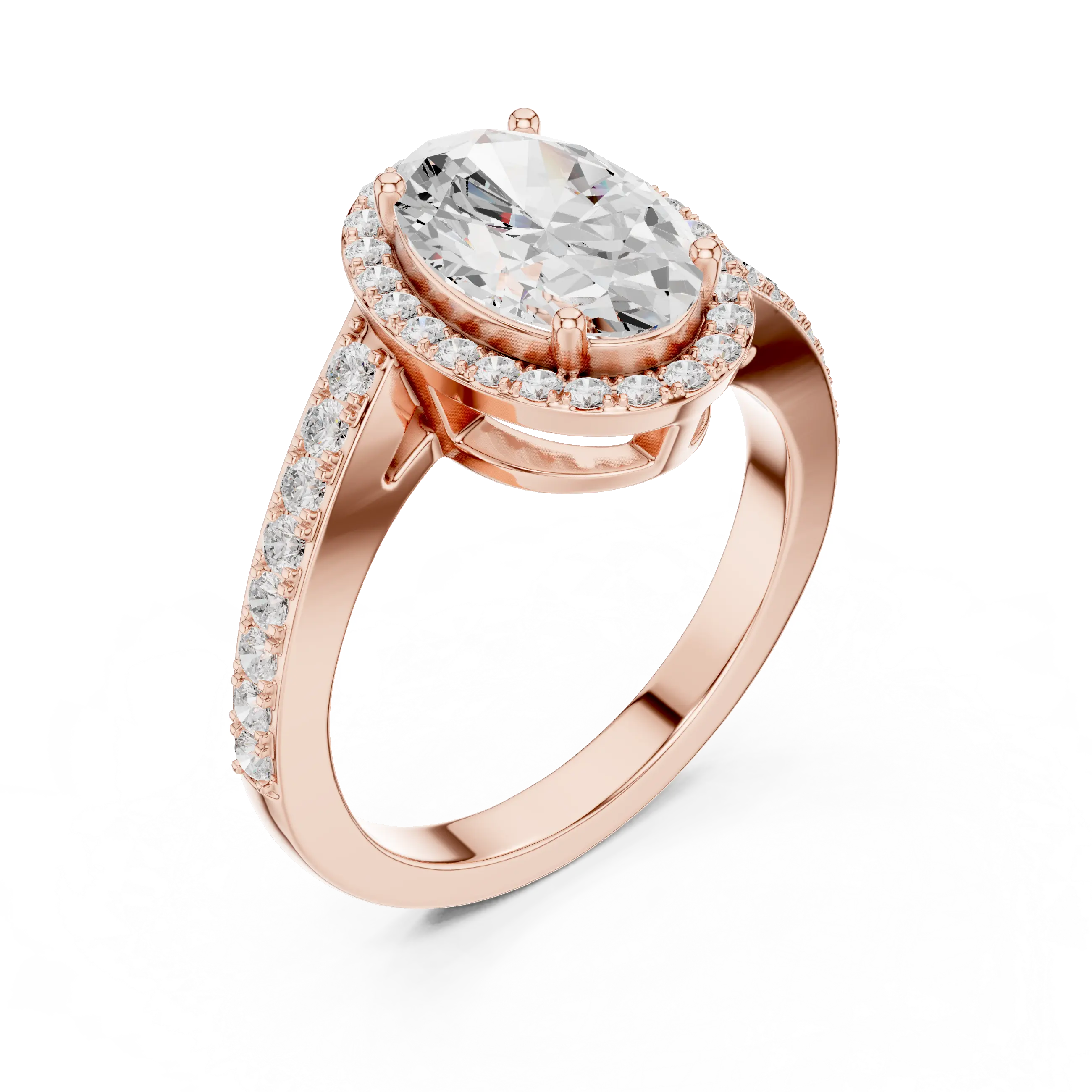 10K Yellow Gold Oval Diamond Halo Engagement Ring