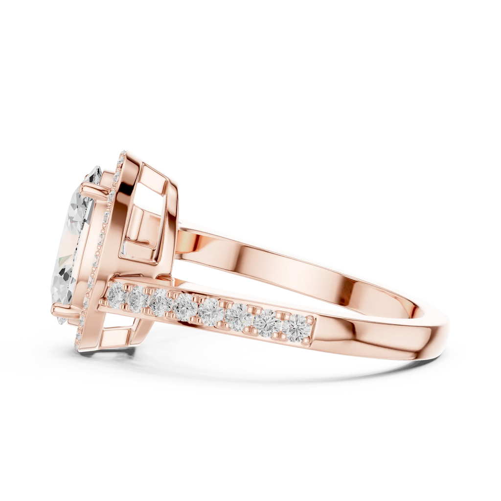 10K Yellow Gold Oval Diamond Halo Engagement Ring