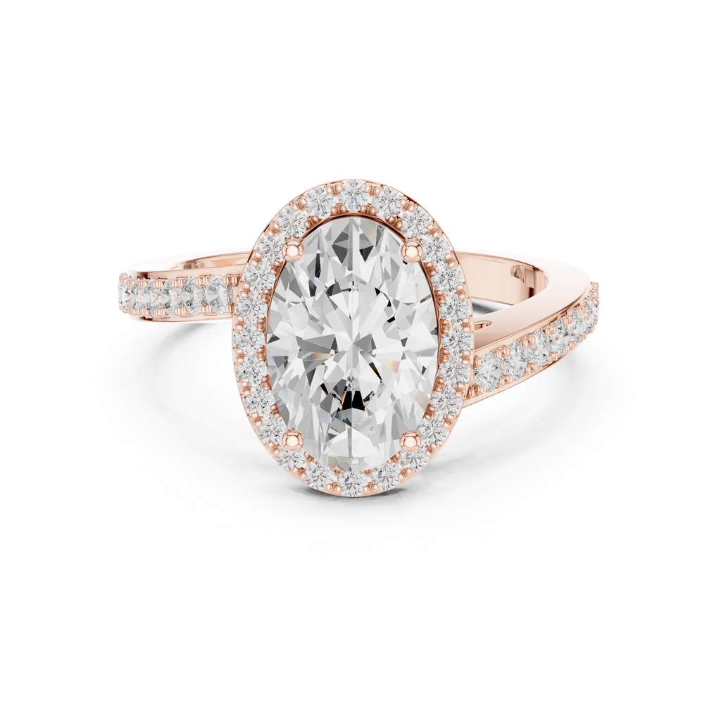 10K Yellow Gold Oval Diamond Halo Engagement Ring
