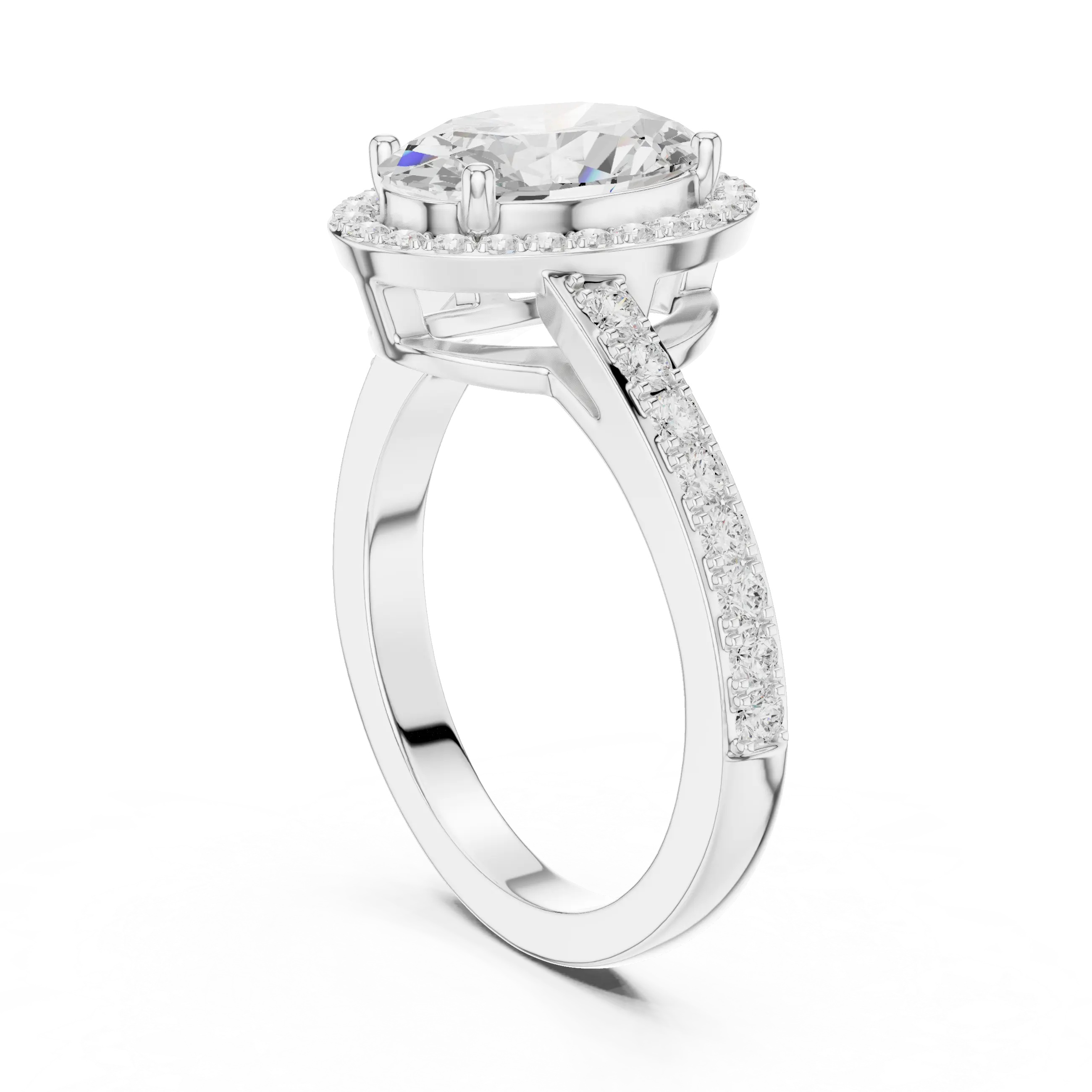 10K Yellow Gold Oval Diamond Halo Engagement Ring