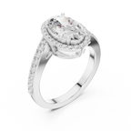 10K Yellow Gold Oval Diamond Halo Engagement Ring