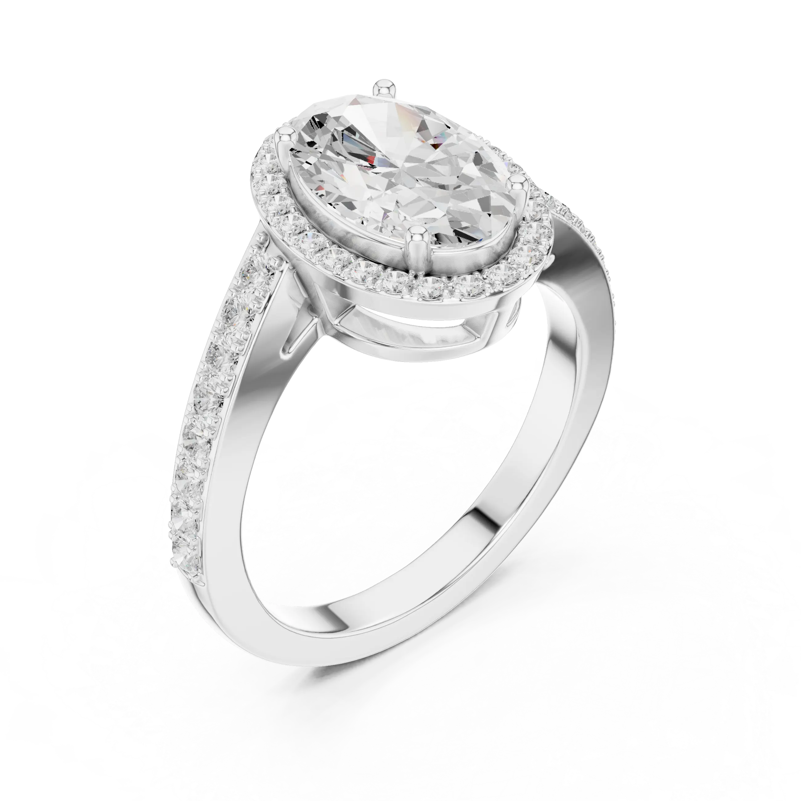 10K Yellow Gold Oval Diamond Halo Engagement Ring