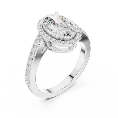 10K Yellow Gold Oval Diamond Halo Engagement Ring