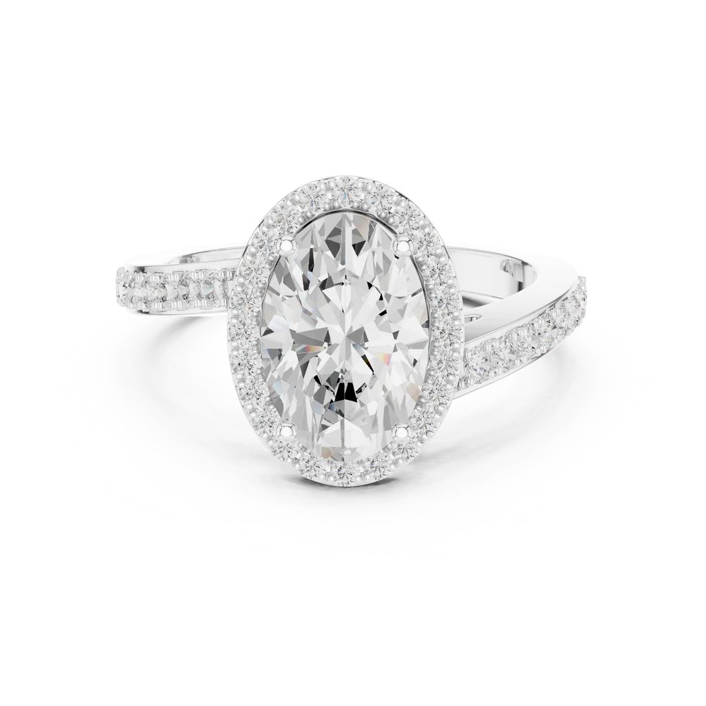 10K Yellow Gold Oval Diamond Halo Engagement Ring