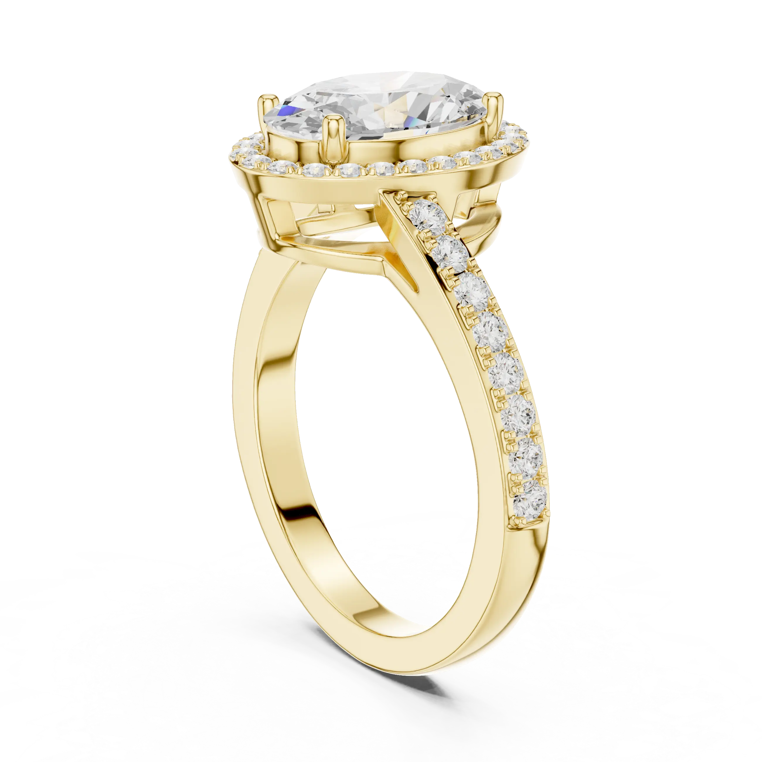 10K Yellow Gold Oval Diamond Halo Engagement Ring
