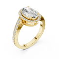 10K Yellow Gold Oval Diamond Halo Engagement Ring