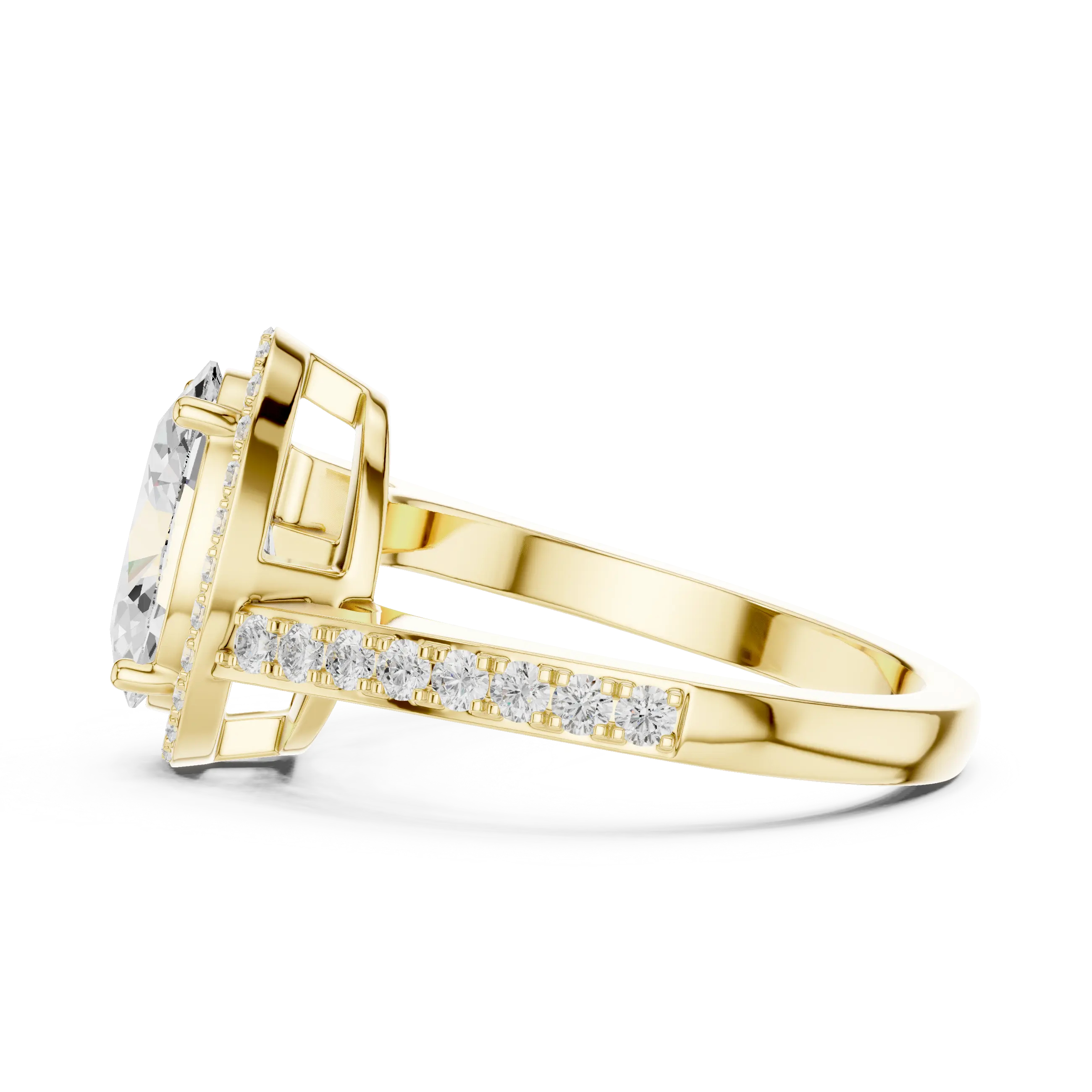 10K Yellow Gold Oval Diamond Halo Engagement Ring
