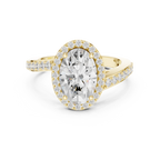 10K Yellow Gold Oval Diamond Halo Engagement Ring