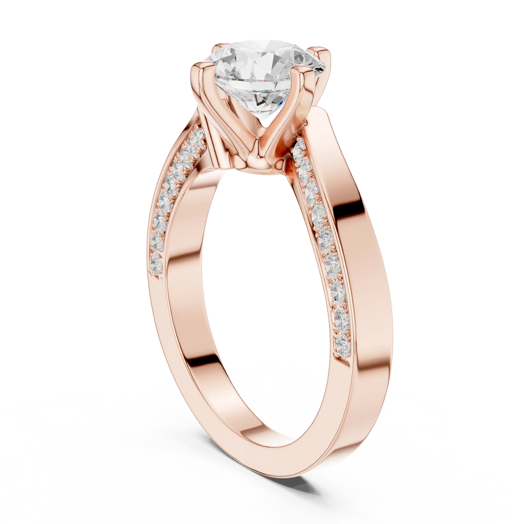 14K White Gold Round Bypass Diamond Engagement Ring