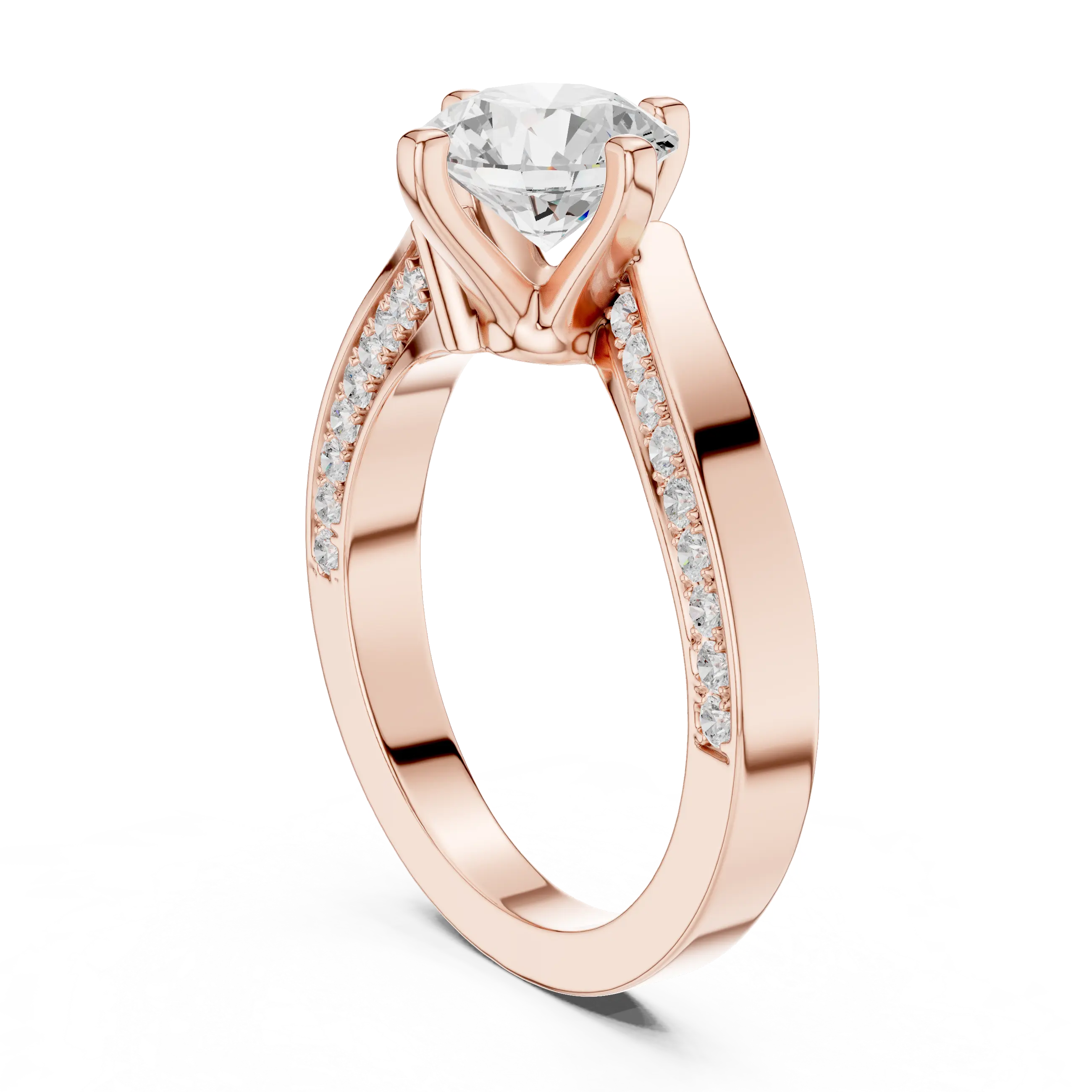 14K White Gold Round Bypass Diamond Engagement Ring
