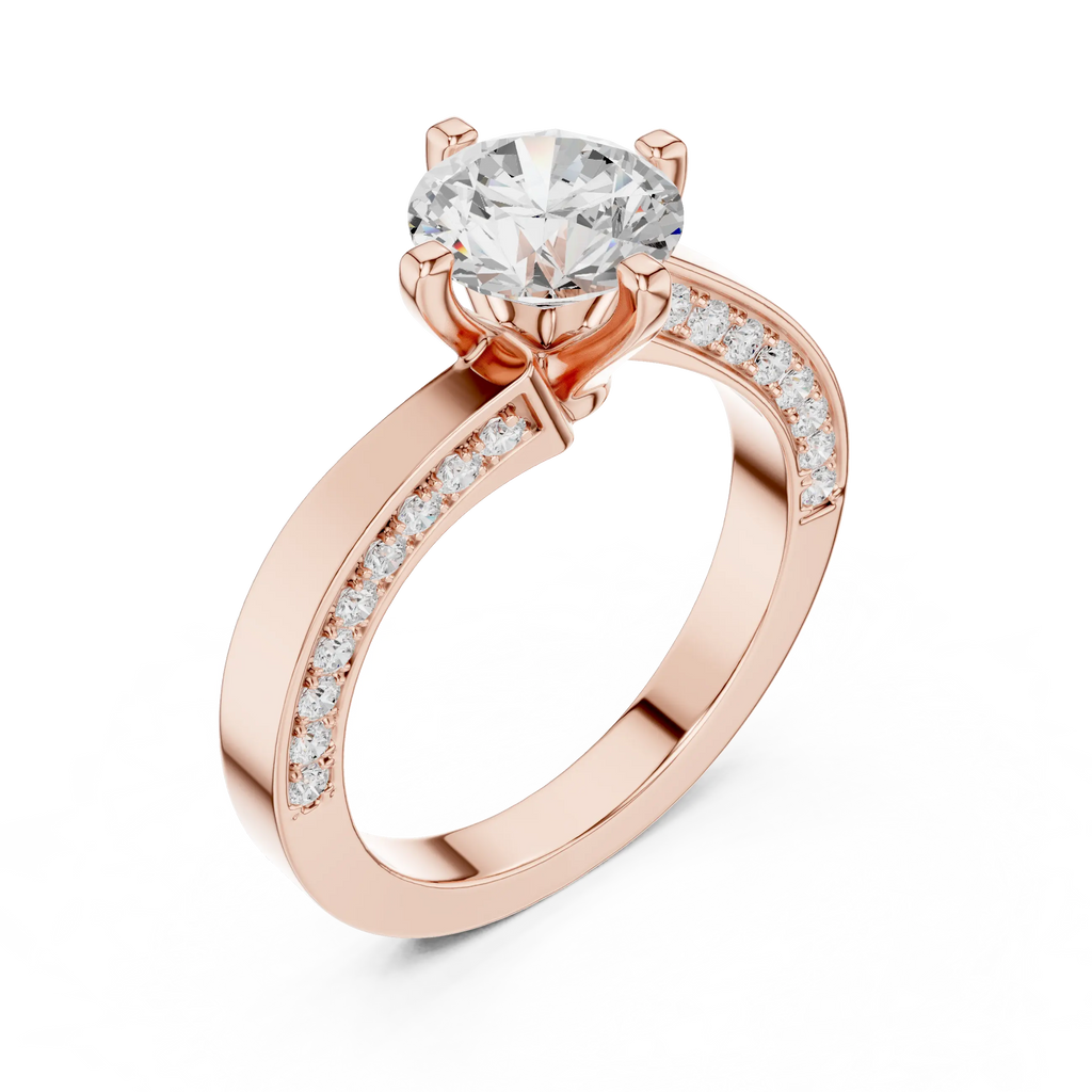 14K White Gold Round Bypass Diamond Engagement Ring
