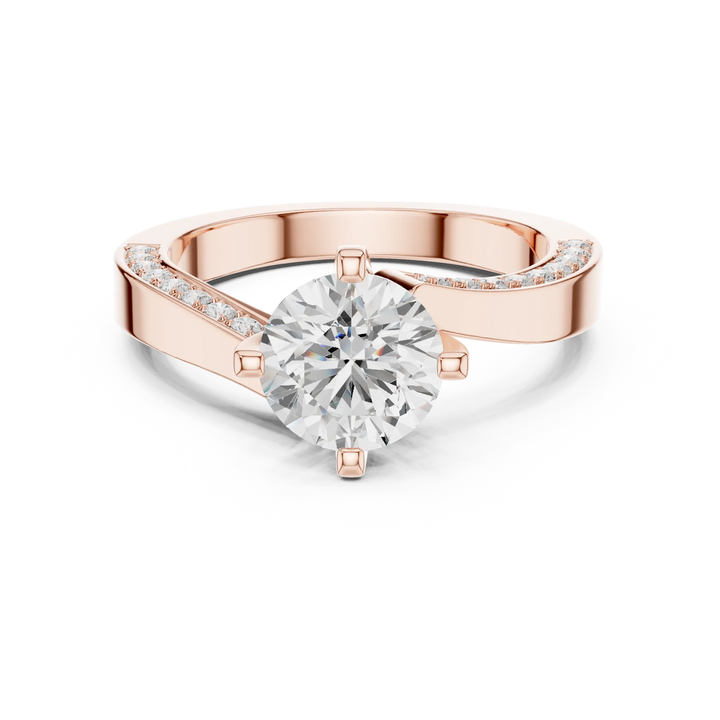 14K White Gold Round Bypass Diamond Engagement Ring