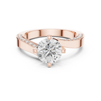 14K White Gold Round Bypass Diamond Engagement Ring