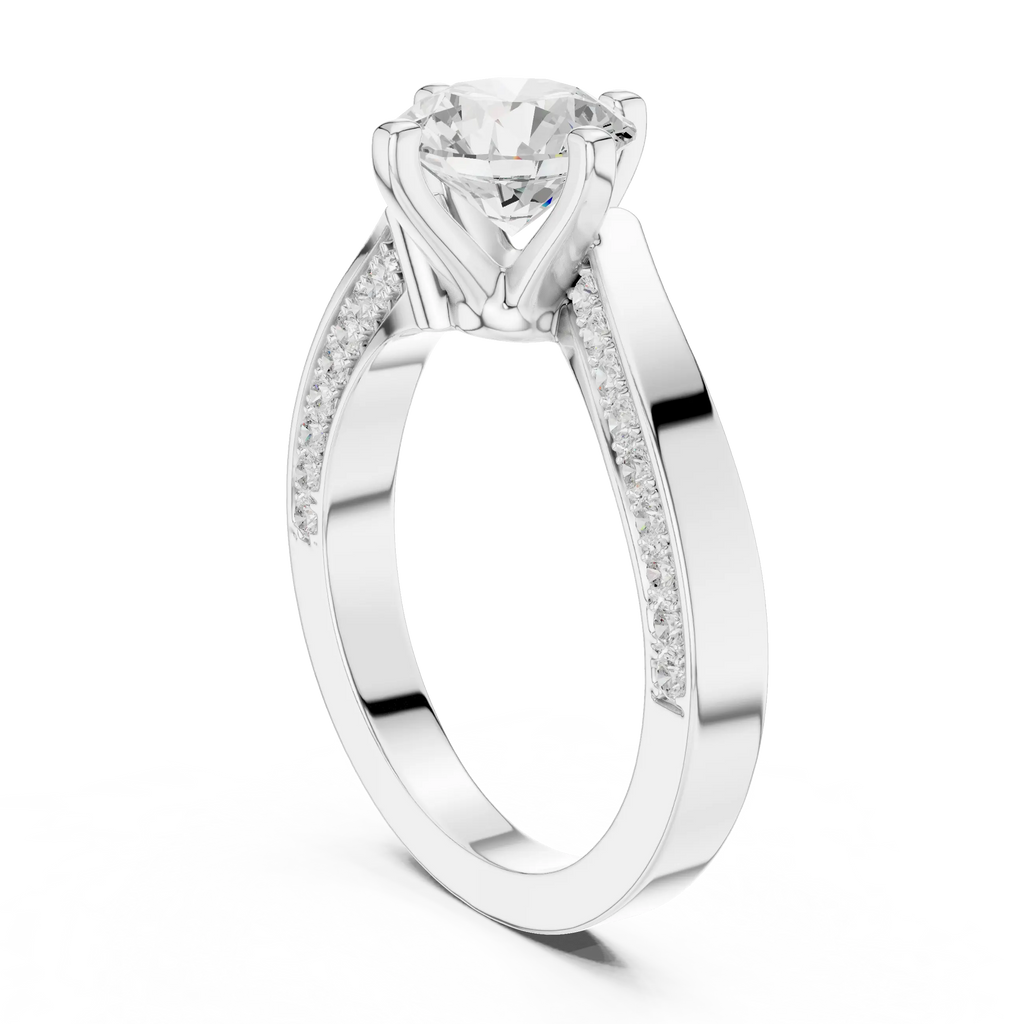 14K White Gold Round Bypass Diamond Engagement Ring