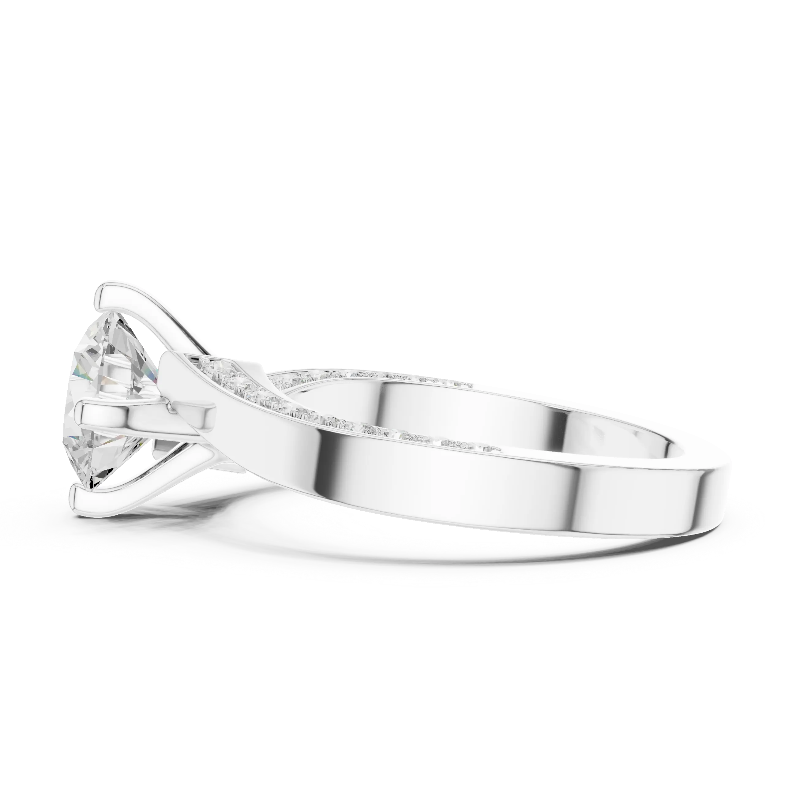 14K White Gold Round Bypass Diamond Engagement Ring