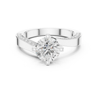 14K White Gold Round Bypass Diamond Engagement Ring