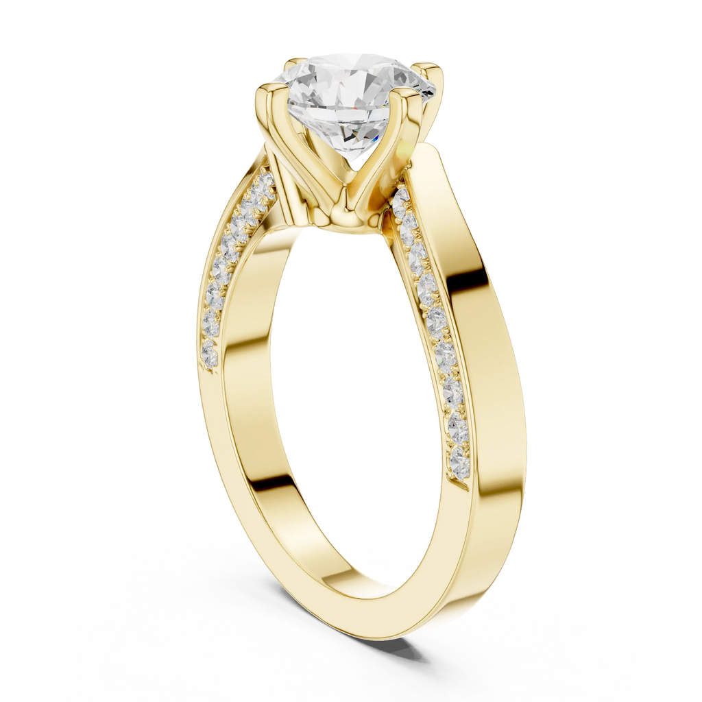 14K White Gold Round Bypass Diamond Engagement Ring