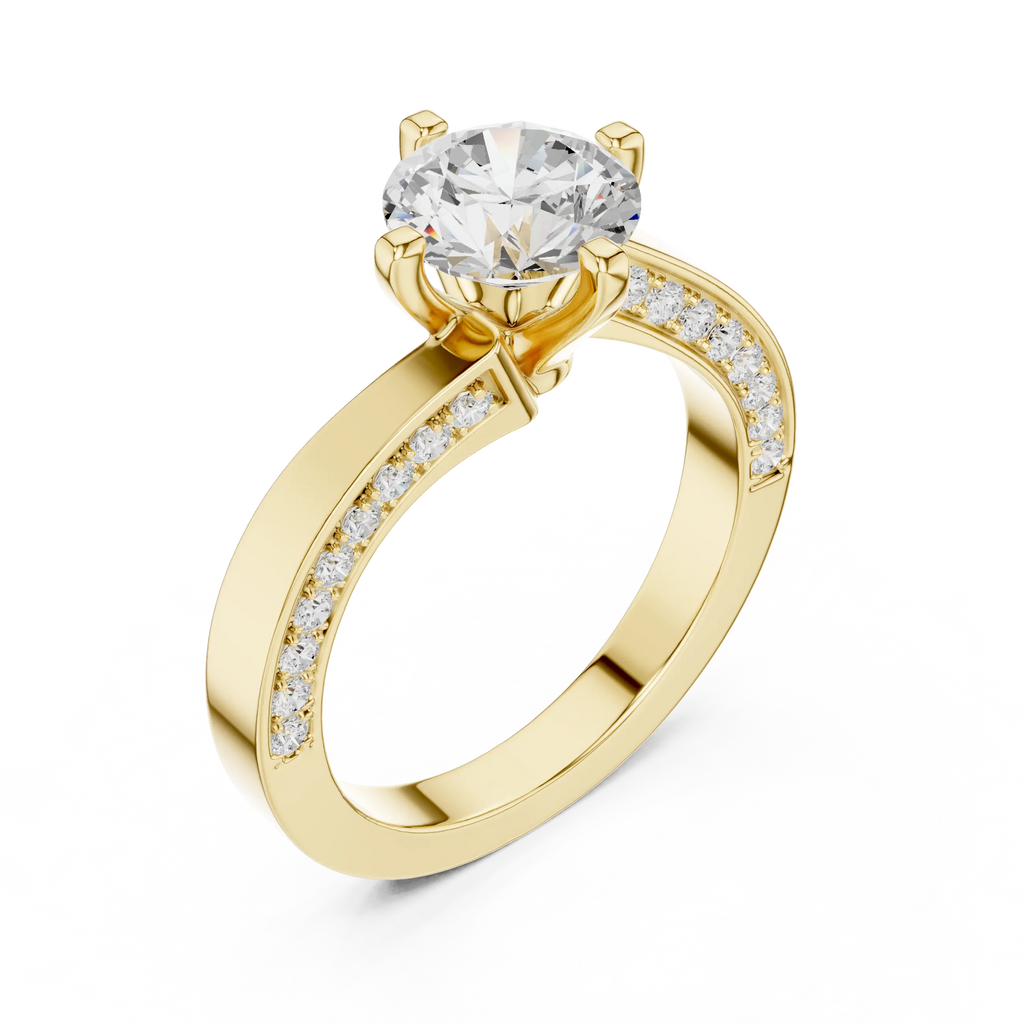 14K White Gold Round Bypass Diamond Engagement Ring