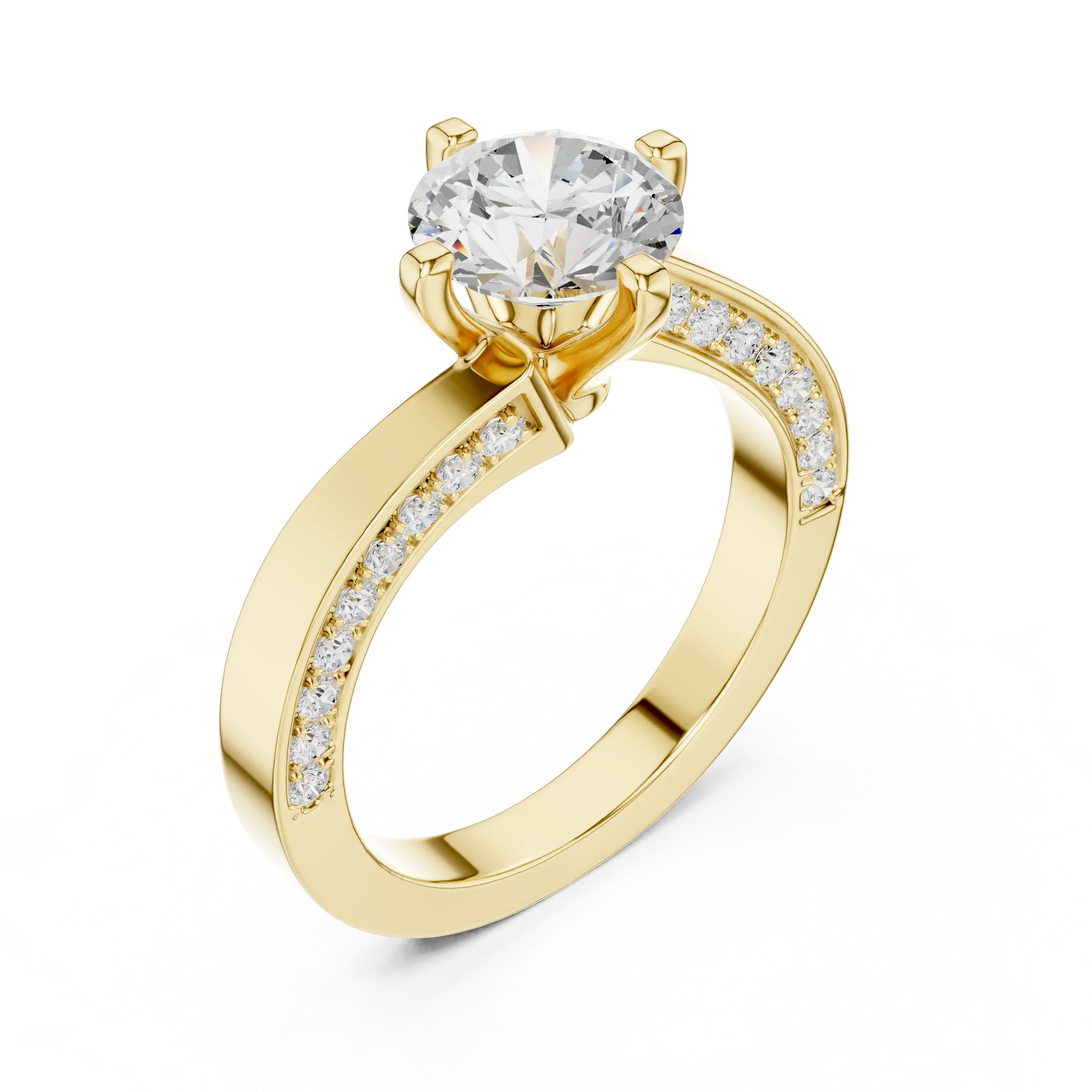 14K White Gold Round Bypass Diamond Engagement Ring