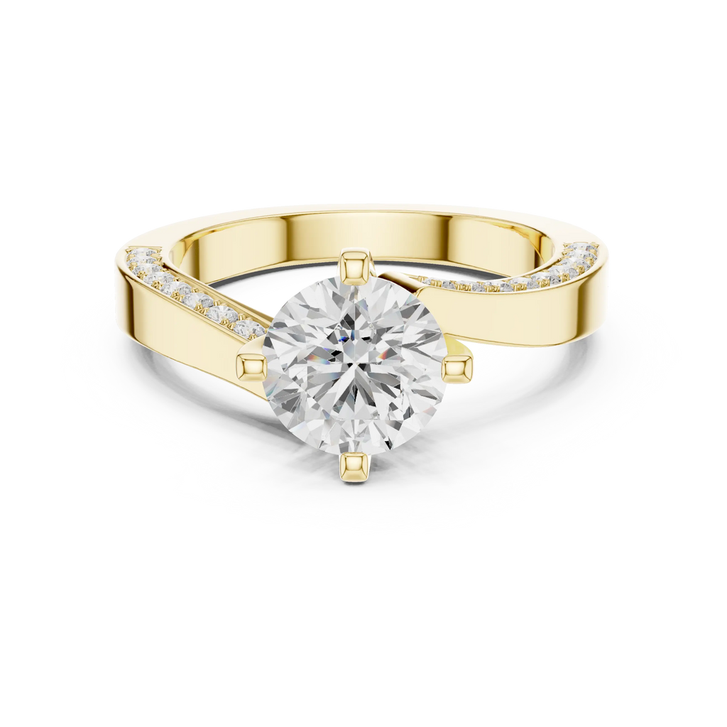 14K White Gold Round Bypass Diamond Engagement Ring