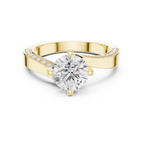 14K White Gold Round Bypass Diamond Engagement Ring