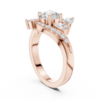 10K Yellow Gold Lab Grown Floral Round Diamond Bypass Ring