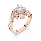 10K Yellow Gold Lab Grown Floral Round Diamond Bypass Ring