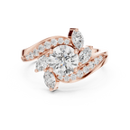 10K Yellow Gold Lab Grown Floral Round Diamond Bypass Ring