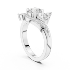 10K Yellow Gold Lab Grown Floral Round Diamond Bypass Ring