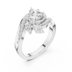 10K Yellow Gold Lab Grown Floral Round Diamond Bypass Ring